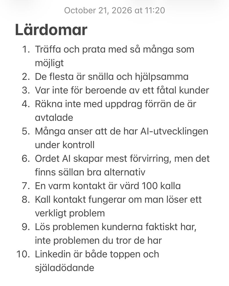 Martins anteckning med lärdomar efter tre månader som egenföretagare.